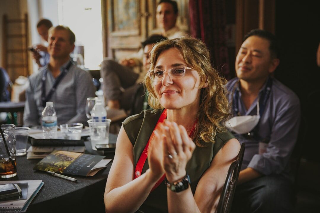 person speaking confidently in meeting
